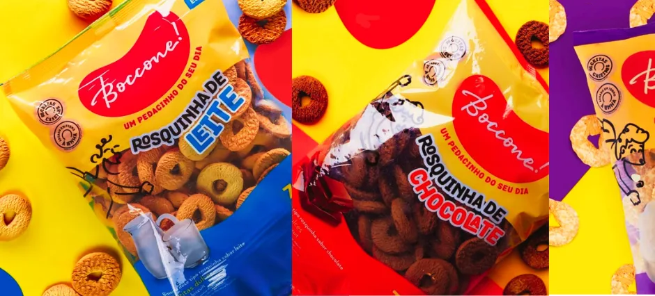 Rosquinhas Boccone de leite, chocolate e calda