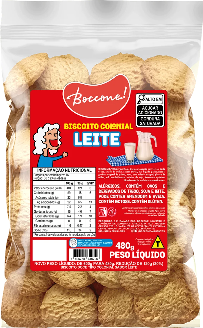 Embalagem Biscoito Colonial Leite 480g